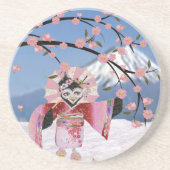 Sakura Geisha Bird in den Snow-Cherry-Blüten Getränkeuntersetzer (Vorne)