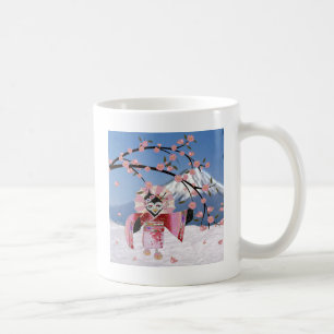 Sakura Geisha Bird in den Snow-Cherry-Blüten Kaffeetasse