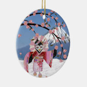 Sakura Geisha Bird in den Snow-Cherry-Blüten Keramikornament (Rechts)