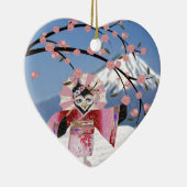 Sakura Geisha Bird in den Snow-Cherry-Blüten Keramikornament (Rechts)