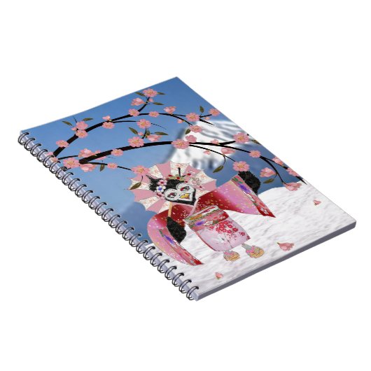 Sakura Geisha Bird in den Snow-Cherry-Blüten Notizblock (Rechte Seite)