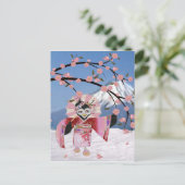 Sakura Geisha Bird in den Snow-Cherry-Blüten Postkarte (Stehend Vorderseite)