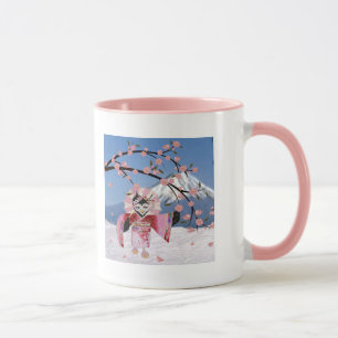 Sakura Geisha Bird in den Snow-Cherry-Blüten Tasse