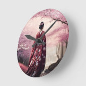 Sakura Geisha Runde Wanduhr (Winkel)
