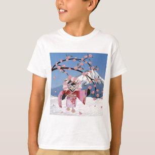 Sakura Geisha-Vogel im Schnee Kirschblüten T-Shirt
