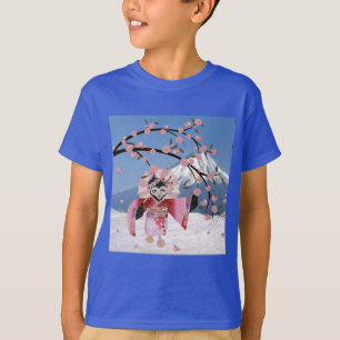 Sakura Geisha-Vogel im Schnee Kirschblüten T-Shirt