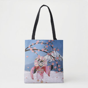 Sakura Geisha-Vogel im Schnee Kirschblüten Tasche