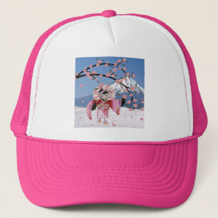 Sakura Geisha-Vogel im Schnee Kirschblüten Truckerkappe