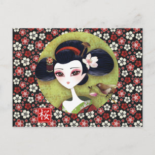 Sakura Girl Postcard Postkarte