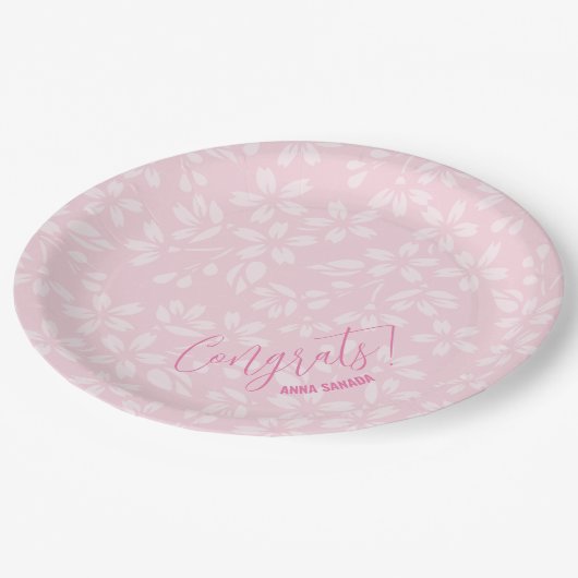 SAKURA Hellrosa Kirschblüte Papierplatte Pappteller (Schrägansicht)