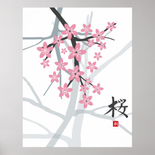 Sakura Hieroglyph Print Poster