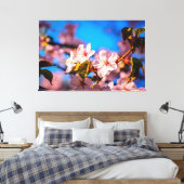 Sakura in Rosa und Blau Leinwanddruck (Insitu (Schlafzimmer))