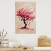 Sakura in the Wind – Japanese Cherry Blossom Paint Poster (Küche)