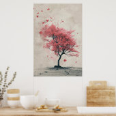 Sakura in the Wind – Japanese Cherry Blossom Paint Poster (Küche)