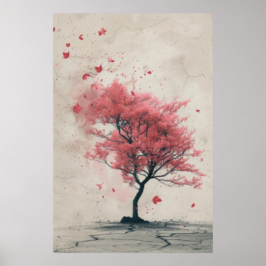 Sakura in the Wind – Japanese Cherry Blossom Paint Poster (Vorne)