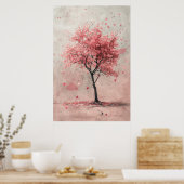 Sakura in the Wind – Japanese Cherry Blossom Paint Poster (Küche)