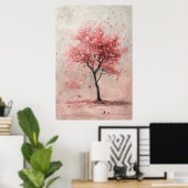 Sakura in the Wind – Japanese Cherry Blossom Paint Poster (Heimbüro)