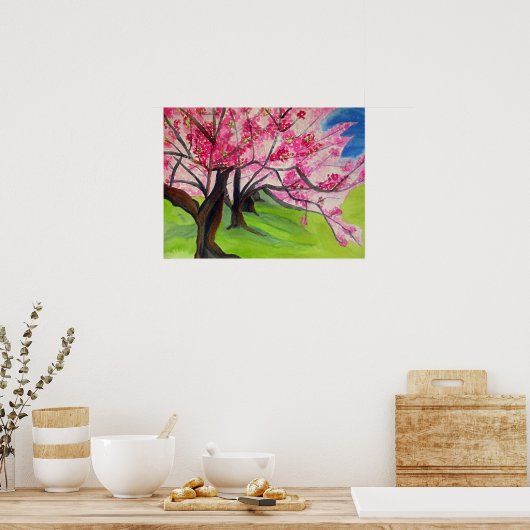 Sakura Japanese Cherry Blossom Aquarell Poster (Küche)