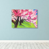 Sakura Japanese Cherry Blossom Aquarellkunst Leinwanddruck (Insitu (Holzboden))