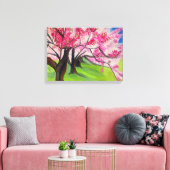 Sakura Japanese Cherry Blossom Aquarellkunst Leinwanddruck (Insitu (Wohnzimmer))