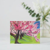 Sakura Japanese Cherry Blossom Aquarellkunst Postkarte (Stehend Vorderseite)