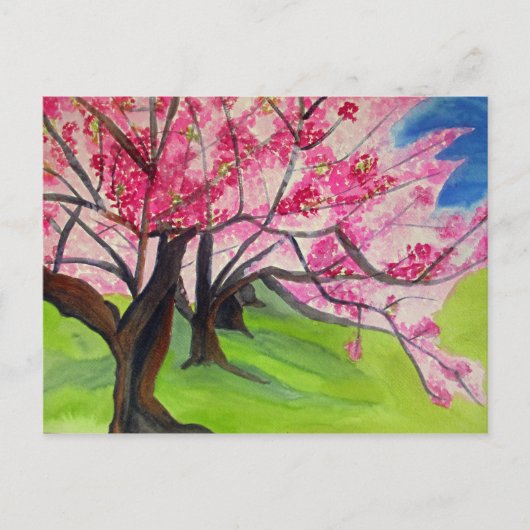 Sakura Japanese Cherry Blossom Aquarellkunst Postkarte (Vorderseite)