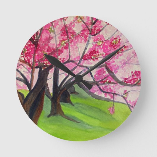 Sakura Japanese Cherry Blossom Art Runde Wanduhr (Vorderseite)