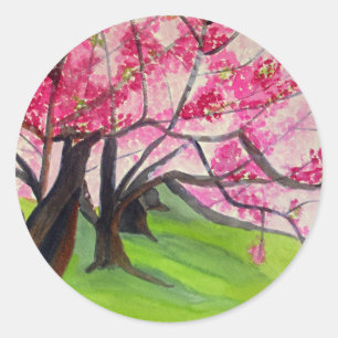 Sakura Japanese Cherry Blossom Art Runder Aufkleber