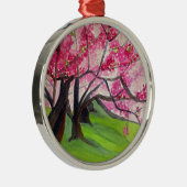 Sakura Japanese Cherry Blossom Art Silbernes Ornament (Rechts)
