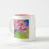 Sakura Japanese Cherry Blossom Art Zweifarbige Tasse (Vorderseite Links)