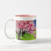 Sakura Japanese Cherry Blossom Art Zweifarbige Tasse (Links)
