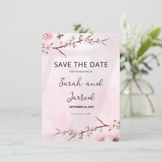 Sakura Japanese Cherry Blossom Asian Save The Date (Stehend Vorderseite)