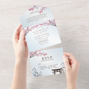 Sakura Japanese Cherry Blossom Asian Wedding All I In One Einladung