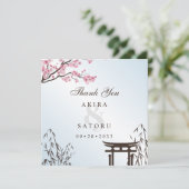 Sakura Japanese Cherry Blossom Asian Wedding Dankeskarte (Stehend Vorderseite)