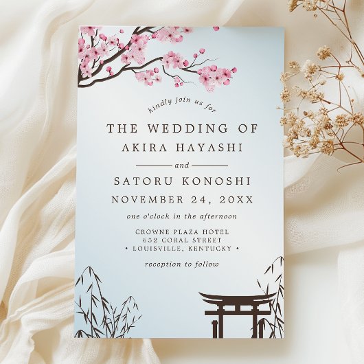 Sakura Japanese Cherry Blossom Asian Wedding Einladung