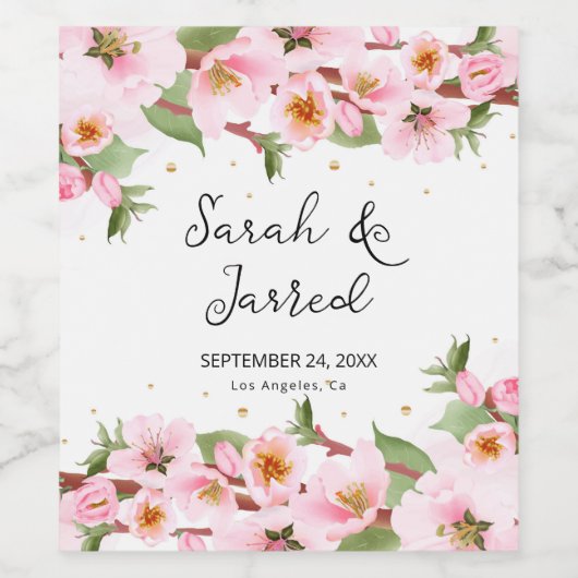 Sakura Japanese Cherry Blossom Asian Weinetikett (Einzelnes Label)