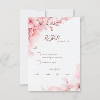 Sakura Japanese Cherry Blossom Floral Wedding RSVP Karte