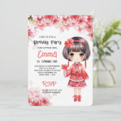 Sakura Japanese Cherry Blossom Geburtstagsparty Einladung (Stehend Vorderseite)