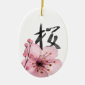 Sakura Japanese Cherry Blossom Kana Weihnachten Keramik Ornament (Vorne)