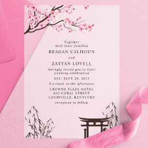 Sakura Japanische Kirschblüten Asiatische Hochzeit Pergament Einladungen