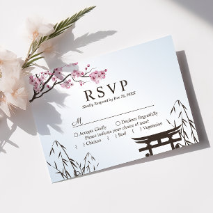 Sakura Japanische Kirschblüten Asiatische Hochzeit RSVP Karte