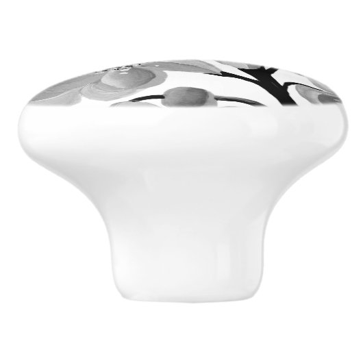 Sakura Japanischer Kirschbaum Schwarz-Weiß Keramikknauf (Seitenansicht)