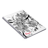 Sakura Japanischer Kirschbaum Schwarz-Weiß Notizblock (Rechte Seite)