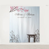 Sakura Japanischer Kirschblossom Asien Foto Hinter Wandteppich (Vorderseite)