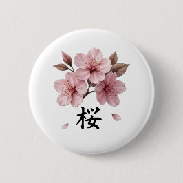 Sakura Katana Japanese Aesthetic Button