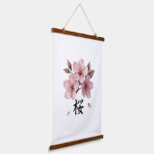 Sakura Katana Japanese Aesthetic  Wandteppich Mit Holzrahmen (Gewinkelt)