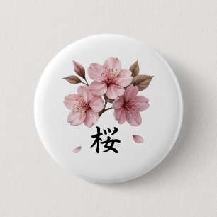 Sakura Katana Japanisches Ästhetik Button