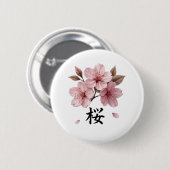 Sakura Katana Japanisches Ästhetik Button (Vorne & Hinten)