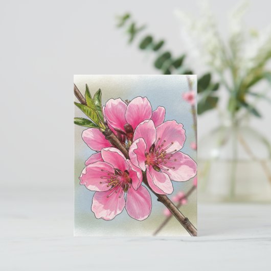 Sakura Kirschbaum Blühen Postkarte Postüberquerung (Stehend Vorderseite)