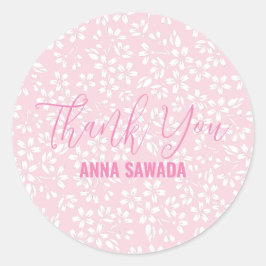SAKURA Kirschblüte Danke, Label Runder Aufkleber